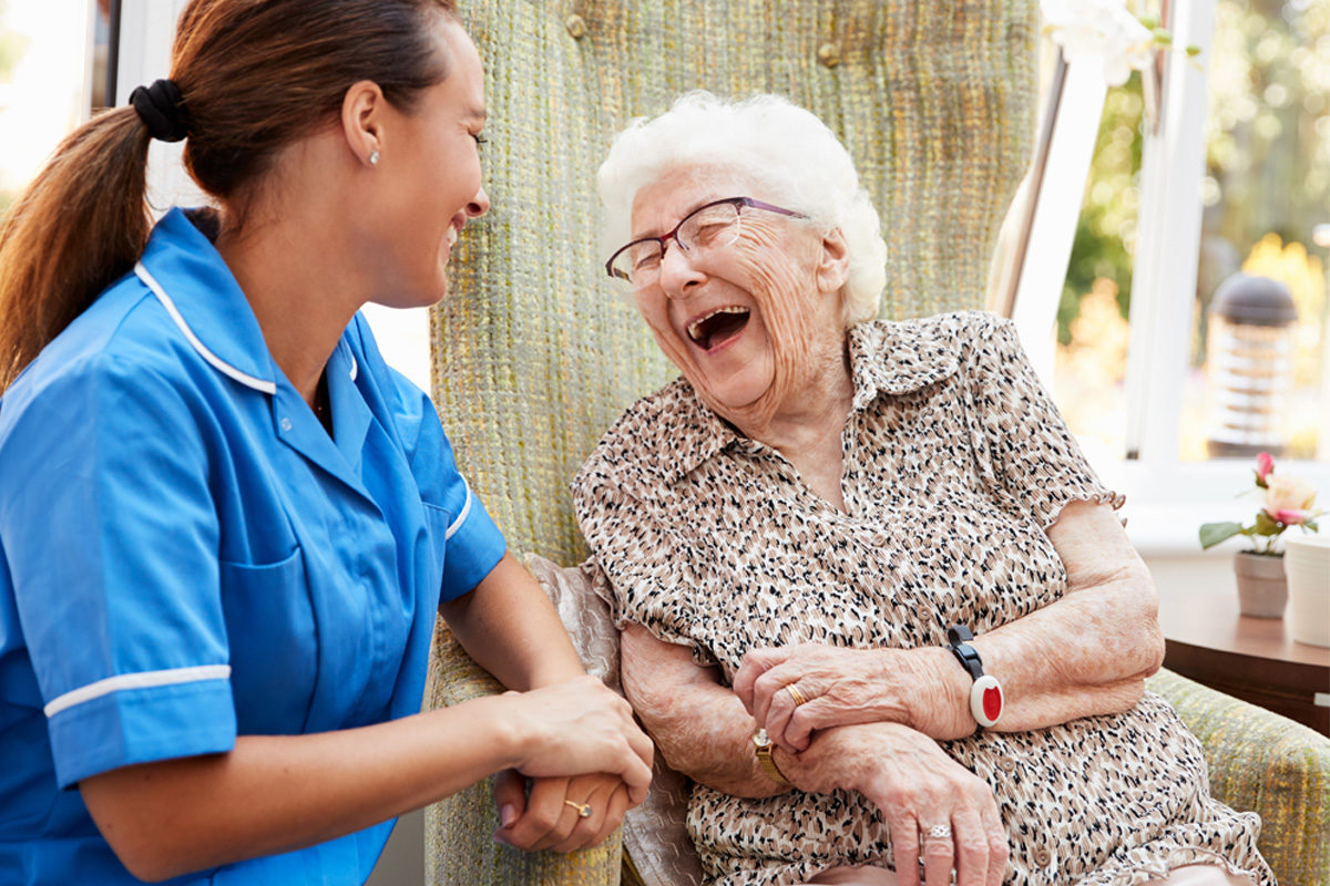 Older woman with a nurse