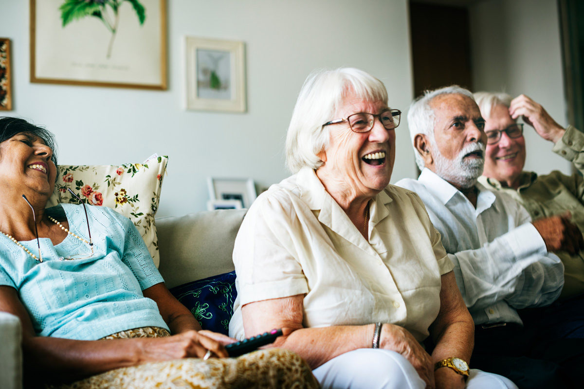 adults laughing