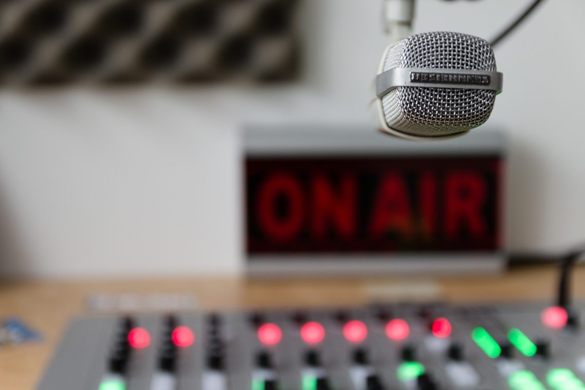 Image of radio studio to promote regional radio campaign